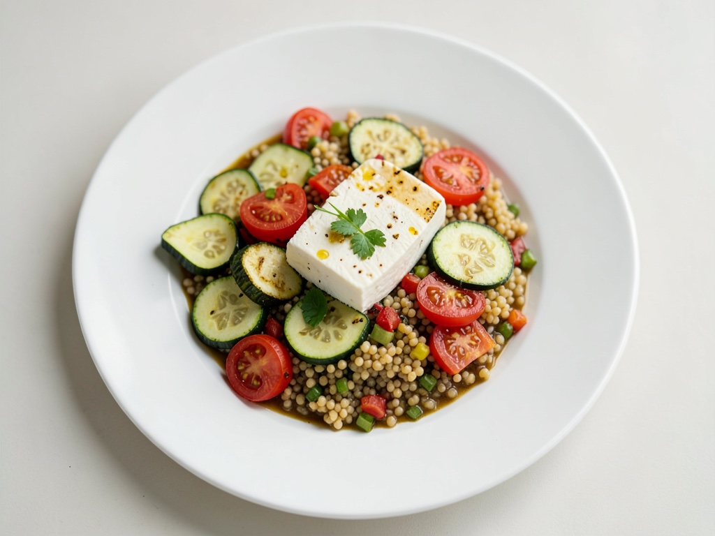 Feta con lime, zucchine e insalata di couscous rinfrescante