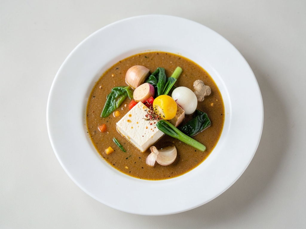 Curry di lenticchie e tofu con pak choi