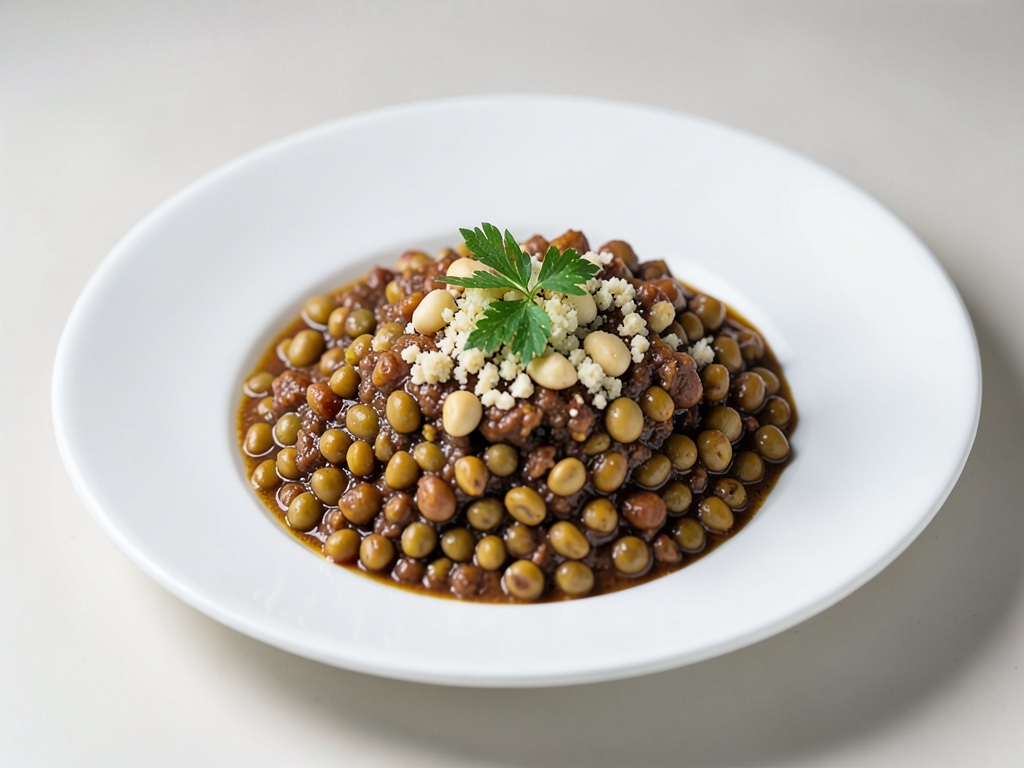 Bolognese di lenticchie con croccante di anacardi