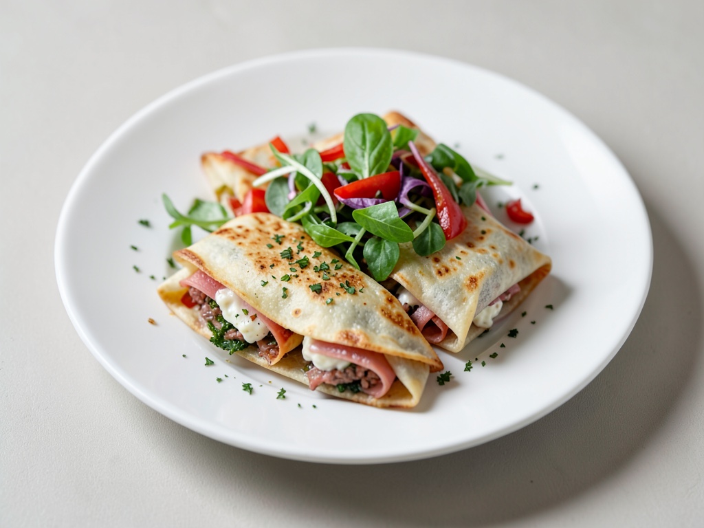 Low-Carb-Wrap di ricotta con prosciutto e insalata
