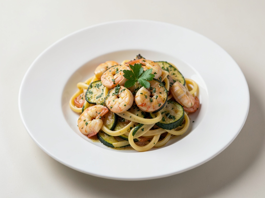 Leichte Zucchini-Garnelen-Pasta