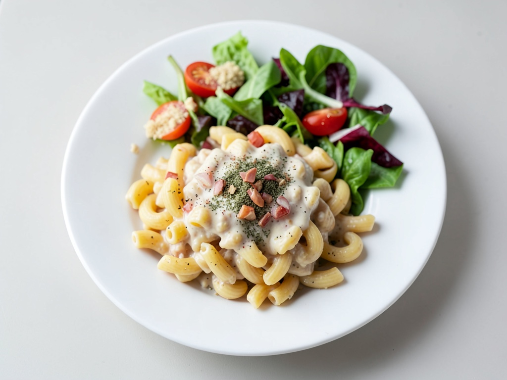 Mac & Cheese cremoso con rucola fresca al lime