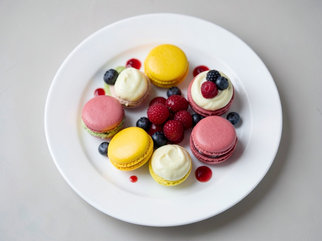 Macarons mit Quarkcreme und Beeren