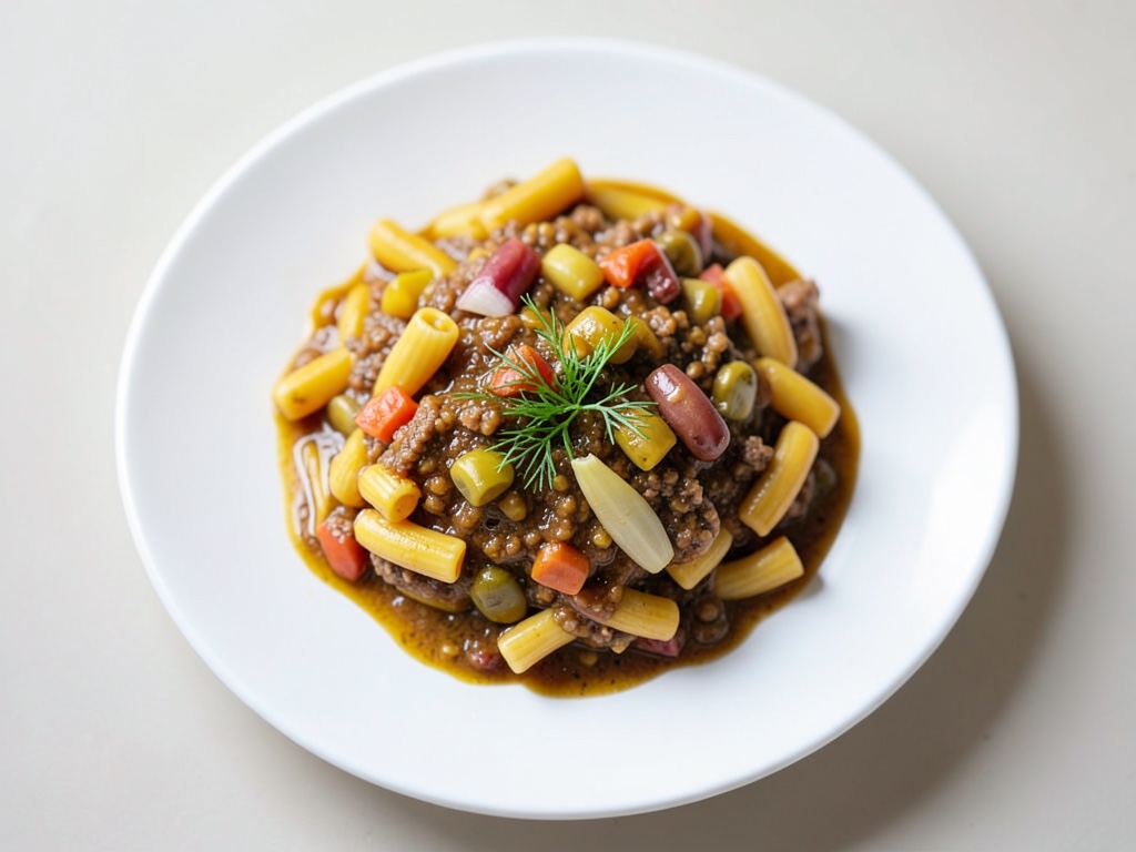 Bolognese chiara di finocchio su maccheroni con crema al limone e aneto