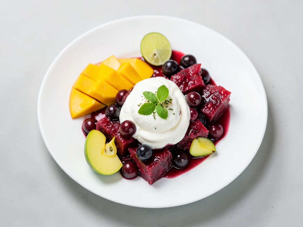 Insalata di fragole con yogurt al mango ghiacciato