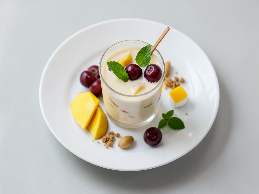 Mango-Kokos-Cocktail mit Kirsche