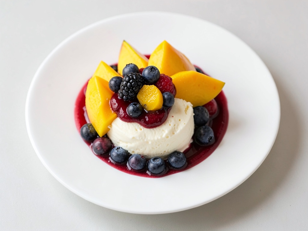Mango-Quark-Dessert mit Blaubeeren