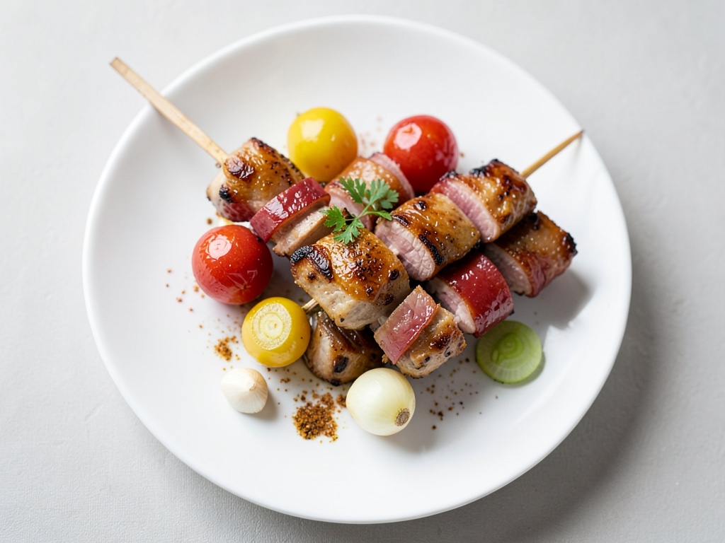 Spiedini di pollo marinati con albicocche e pancetta