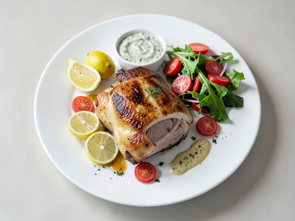 Filetto di tacchino marinato al limone con insalata di ravanelli croccante e yogurt alle erbe