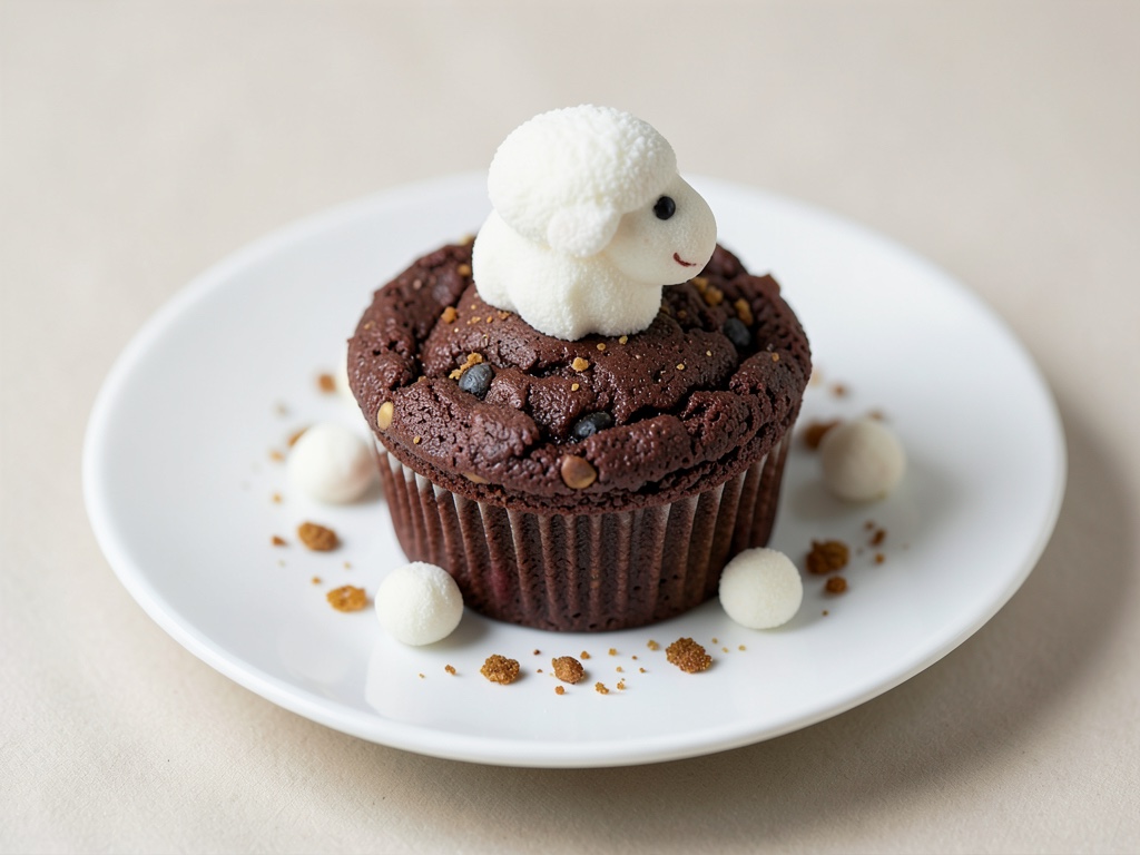 Süße Schokoladen-Muffins mit Marzipan-Schafen