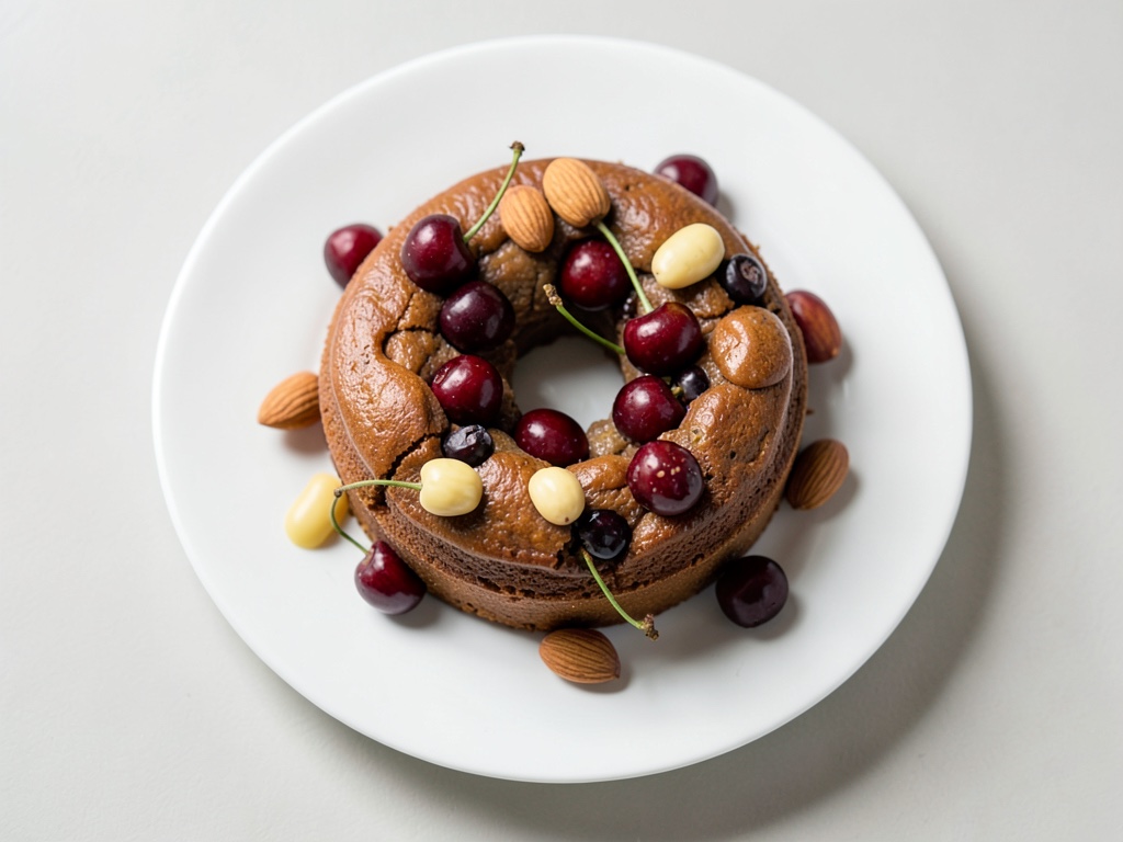 Gugelhupf mit Marzipan und Kirschen