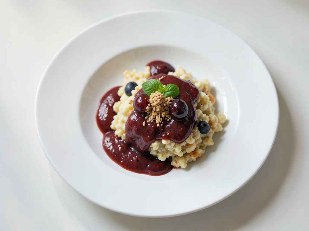 Marzipan-Milchreis mit Pflaumensauce