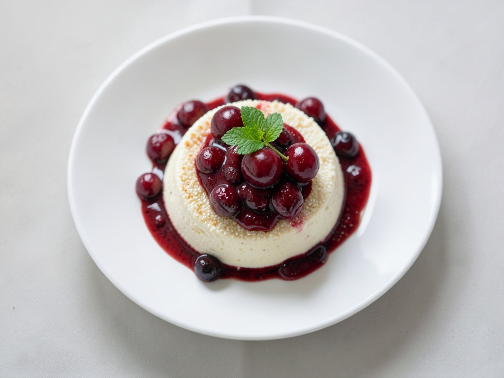 Marzipan-Panna-Cotta mit Kirschen