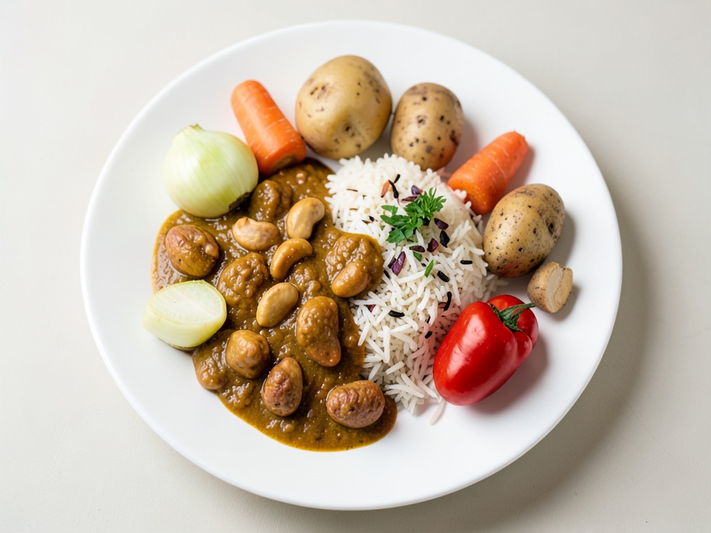 Curry Matsaman con riso e arachidi