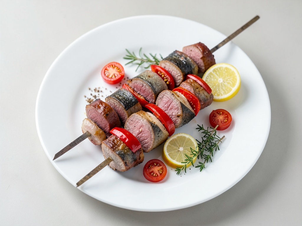 Mediterranean Skewers with Cod, Bacon, and Bell Peppers