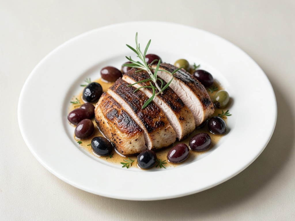 Petto di pollo al forno con olive mediterranee