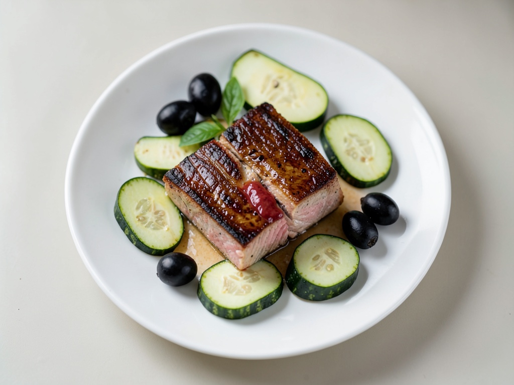 Salmón al horno con calabacín y aceitunas