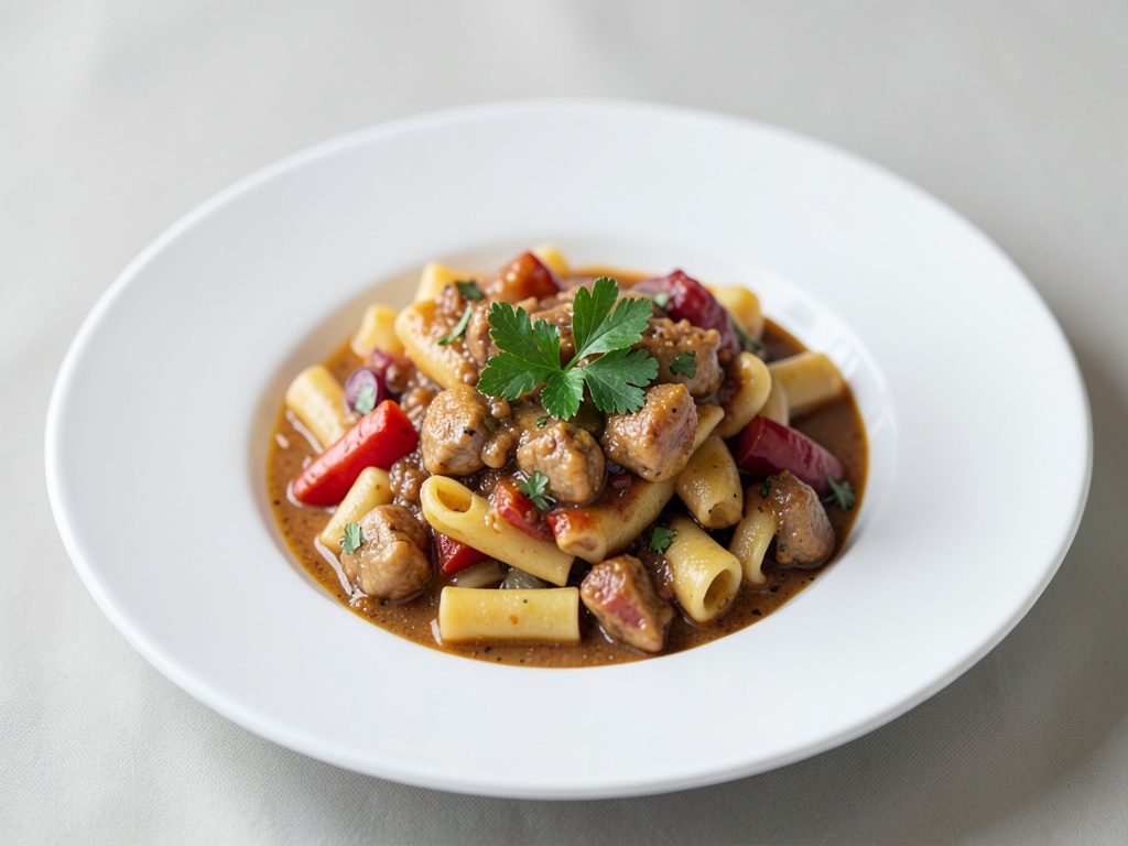 Acogedor guiso mediterráneo de pasta