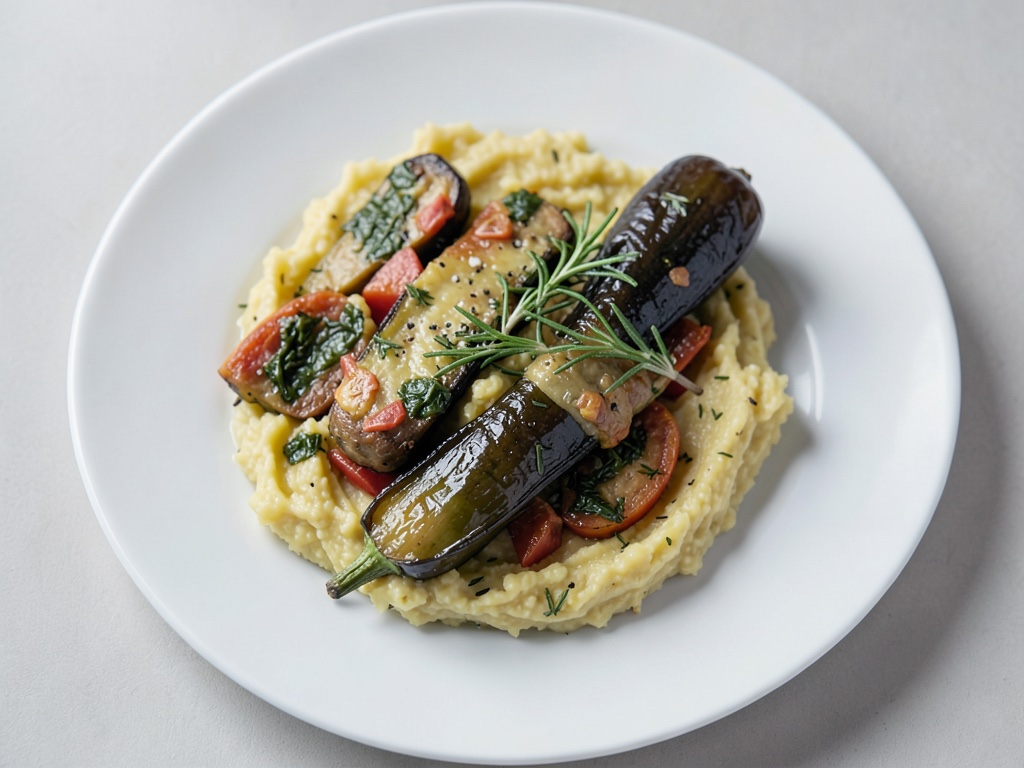 Ratatouille mediterraneo con purè di patate al rosmarino