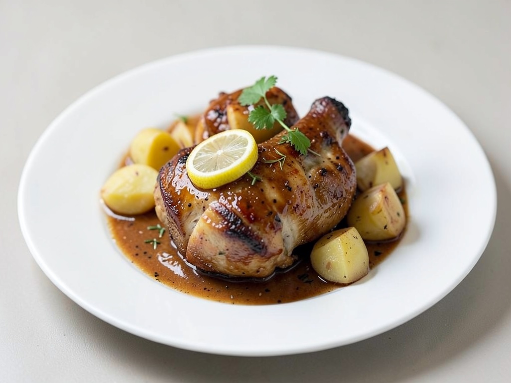 Cosce di pollo succose con limone e patate