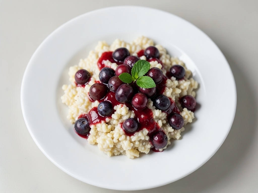 Milchreis mit heißen Himbeeren