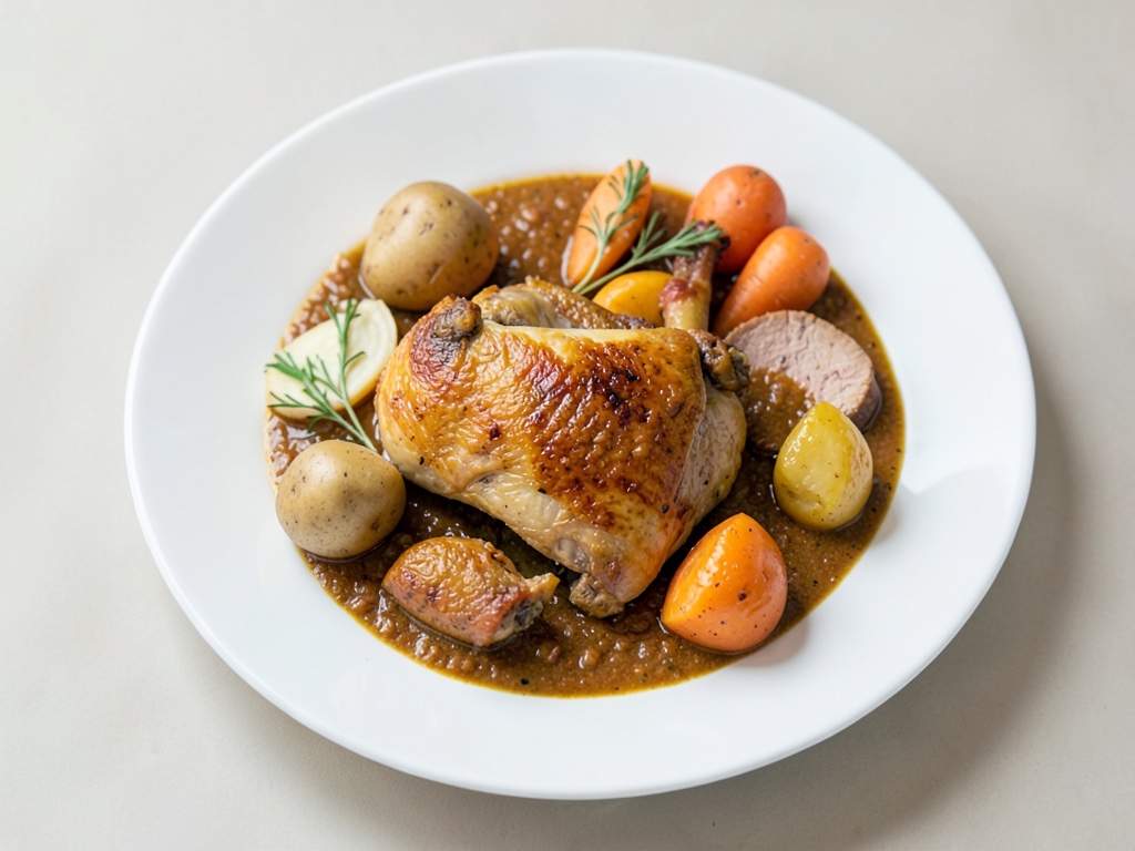 Delicato curry di pollo indiano con latte di cocco e arachidi
