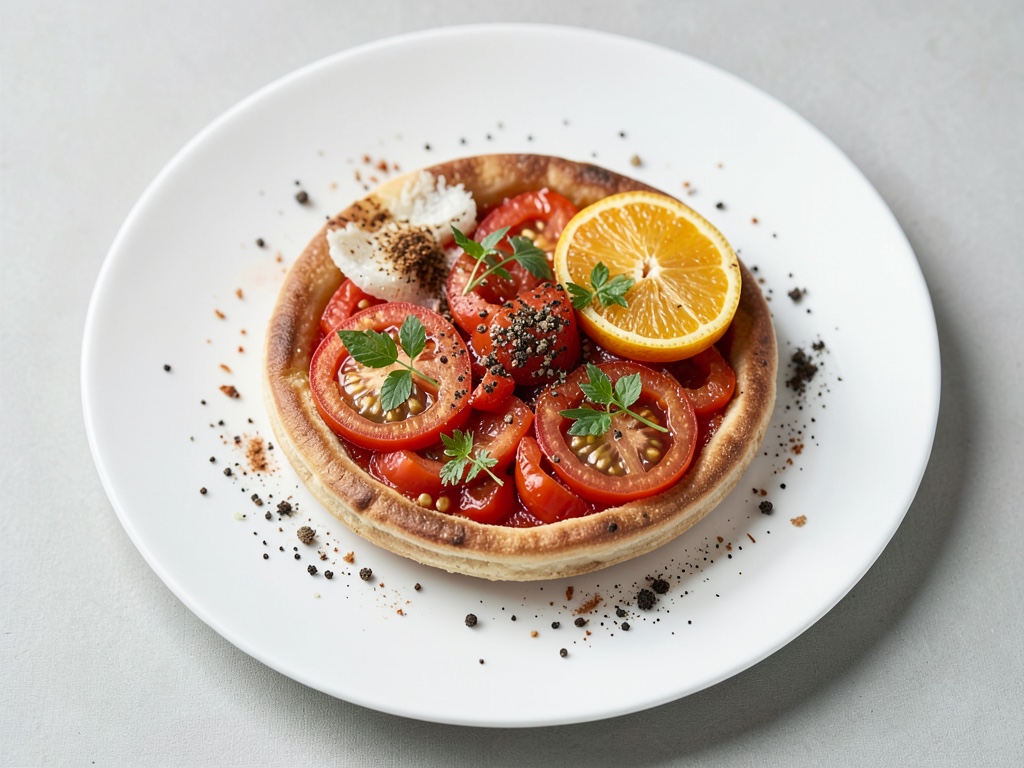 Petite calzone avec salade de tomates fraîche