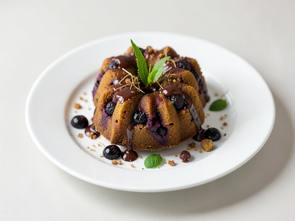 Kleine Heidelbeer-Kuchen mit Schokoladenfüllung