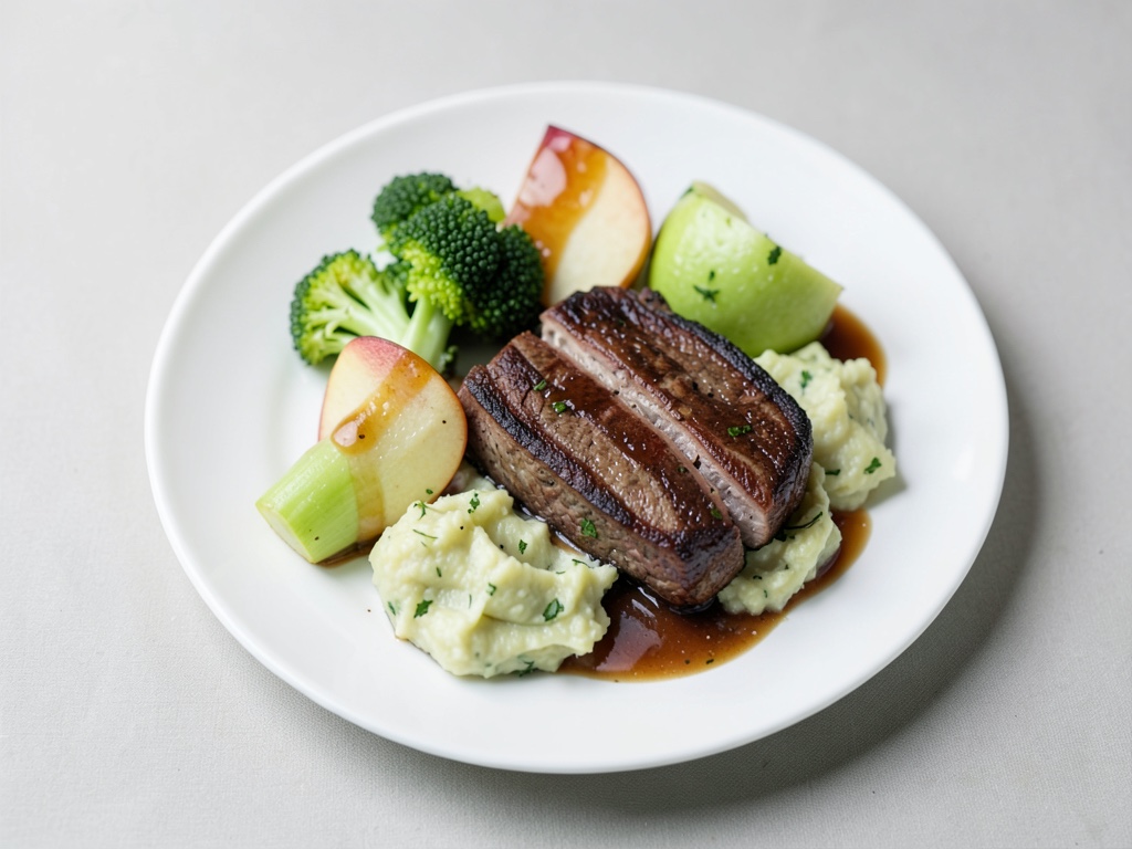 Brasato veloce di manzo con crema di cavolo rapa e cavolo nero al miele