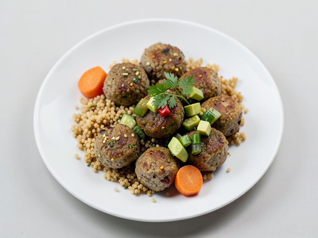 Knusprige Möhren-Couscous-Puffer mit frischem Avocado-Gurken-Dip