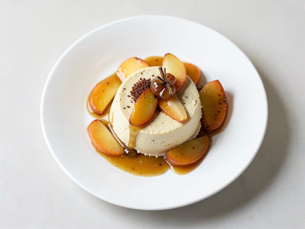 Quark-Mousse mit karamellisierten Nektarinen