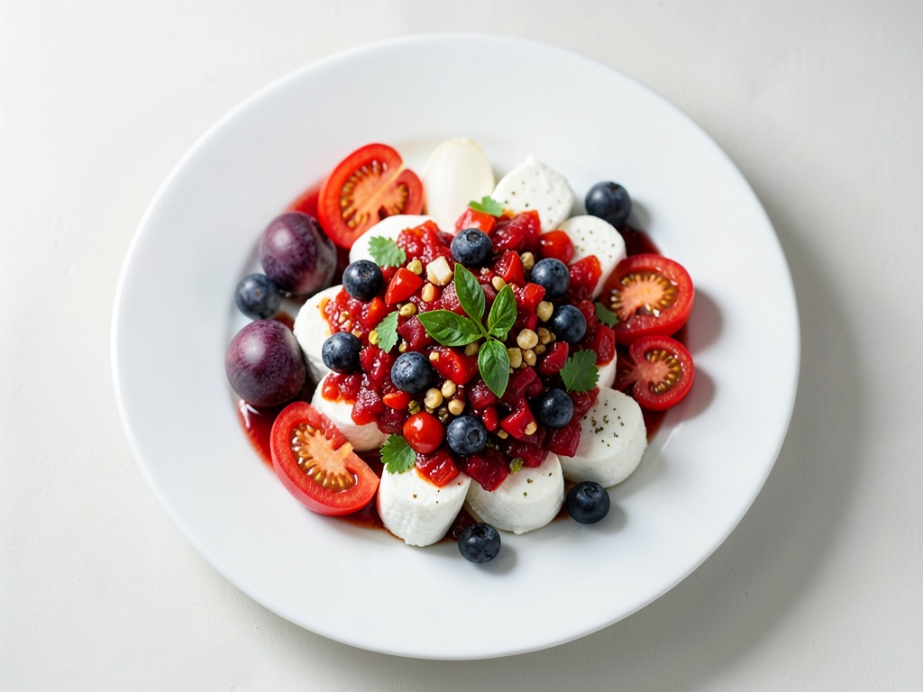 Ciotola di mozzarella fresca con chutney di fragole