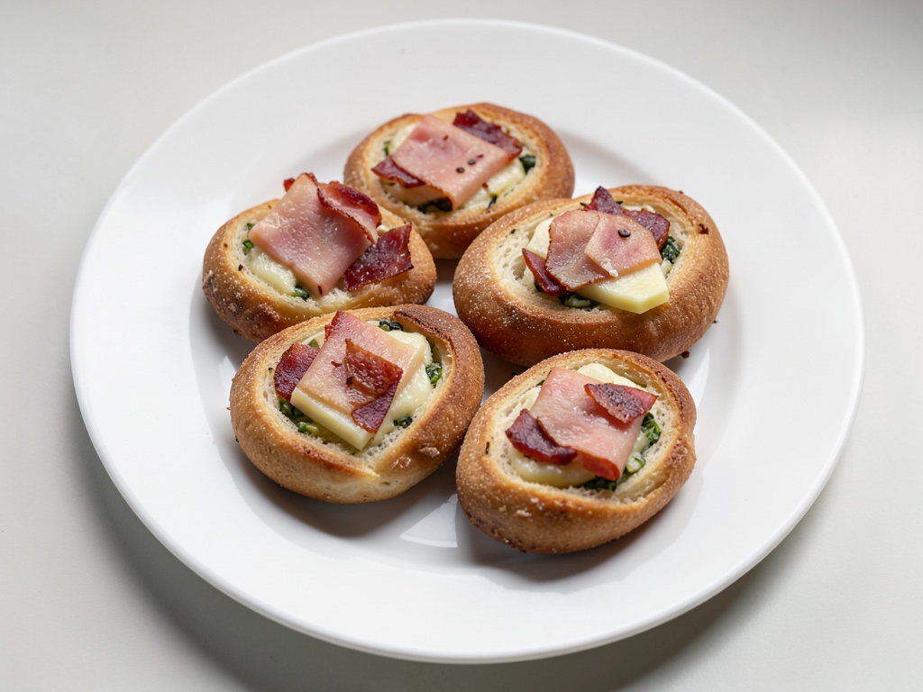Bollos crujientes de muesli con bacon y queso