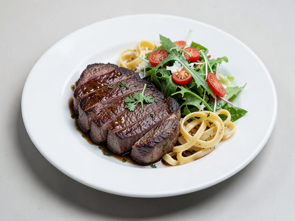 Saftige Nackensteaks mit frischem Nudelgemüse
