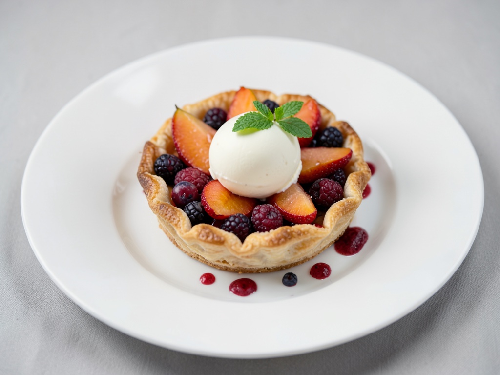Nektarinen-Himbeer-Galette mit Vanilleeis