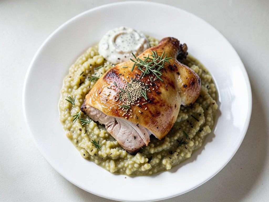 Pollo nordafricano con couscous al menta e salsa allo yogurt e sesamo