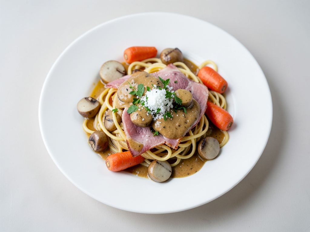 Tagliatelle mit Champagner-Rahm und Schwarzwälder Schinken
