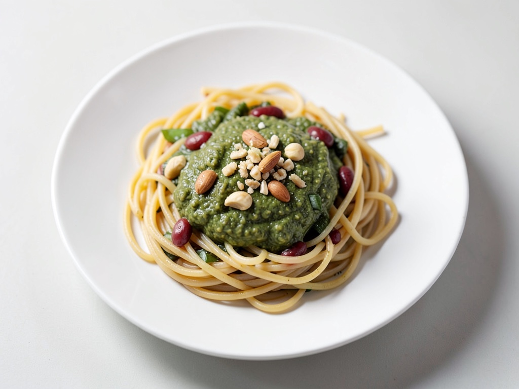 Spaghetti mit Porree und Walnuss-Pesto