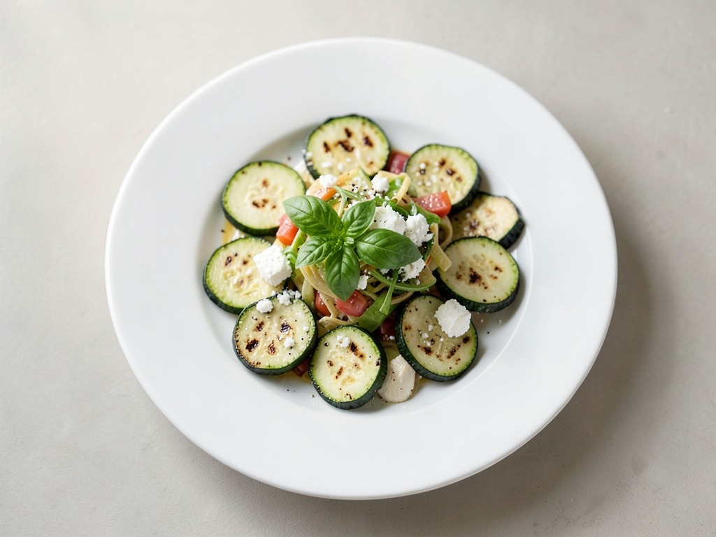 Penne-Salat mit gegrillter Zucchini und Feta
