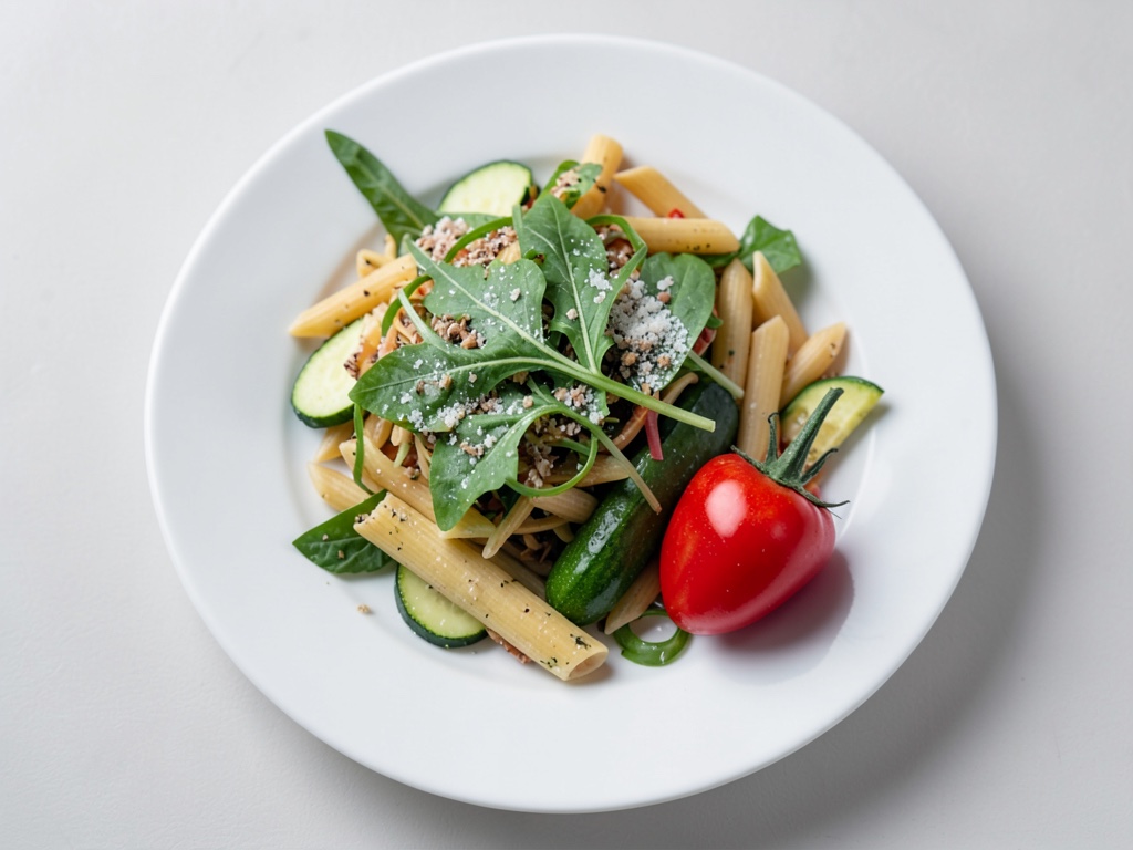 Nudelsalat mit Rucola und Zucchini