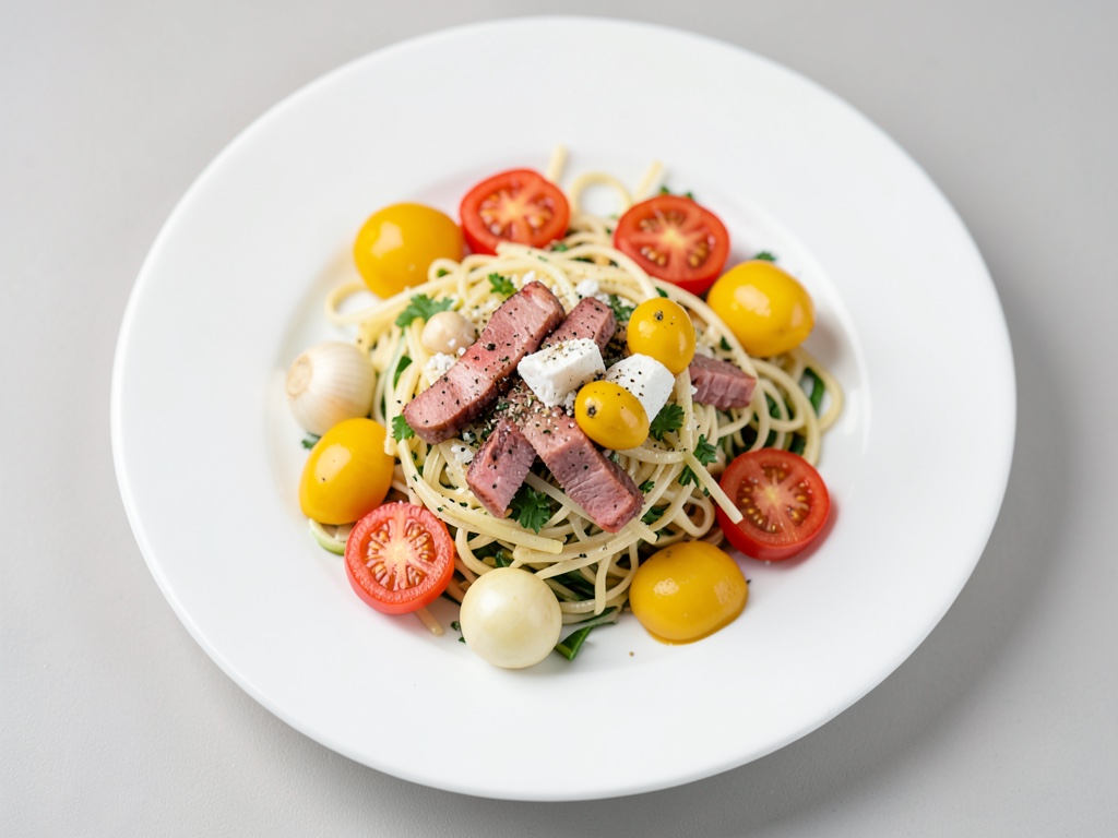Würziger Nudelsalat mit Pute und Paprika