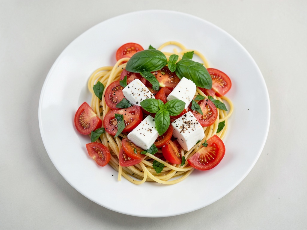 Nudelsalat mit Tomaten und Mozzarella