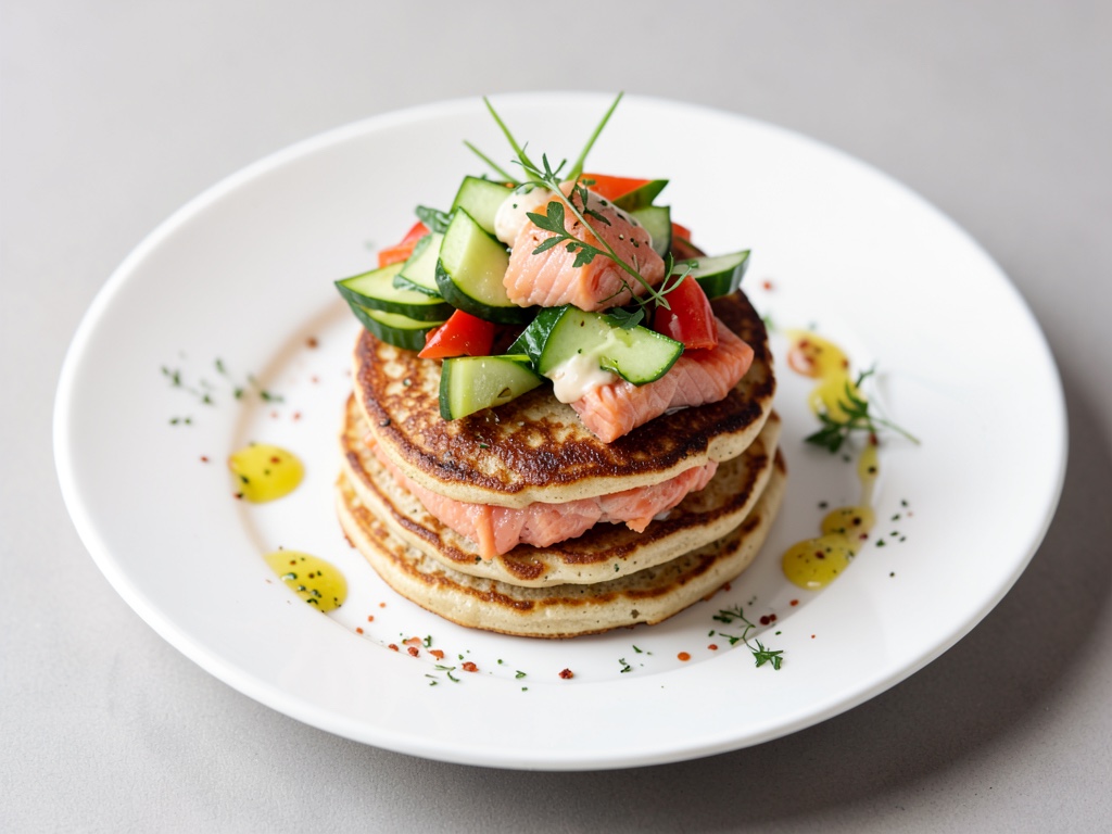 Frittella al forno con salmone e insalata di cetrioli