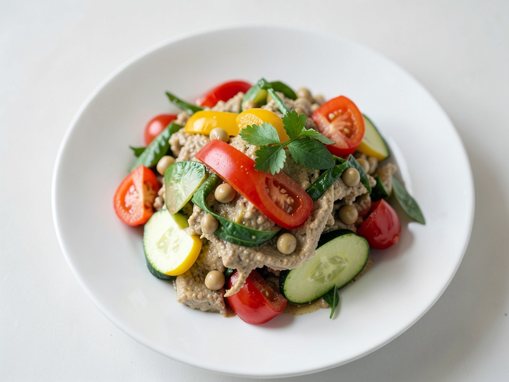 Insalata di verdure al forno con hummus
