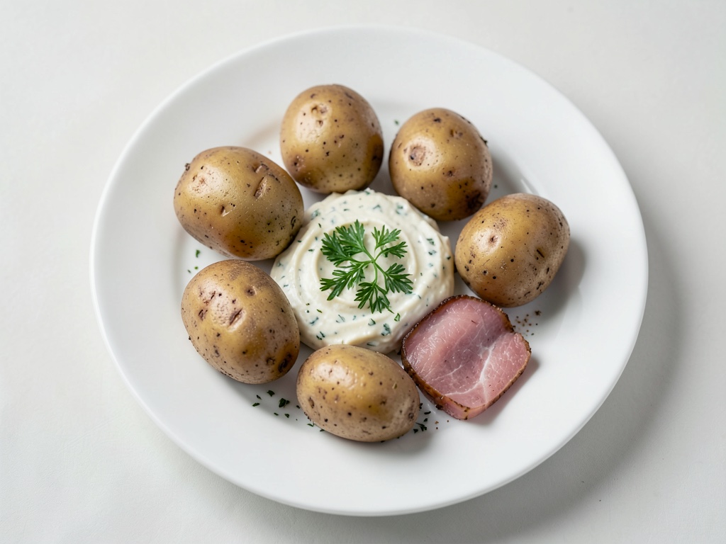 Patate croccanti al forno con yogurt al erba cipollina fresco e pancetta croccante