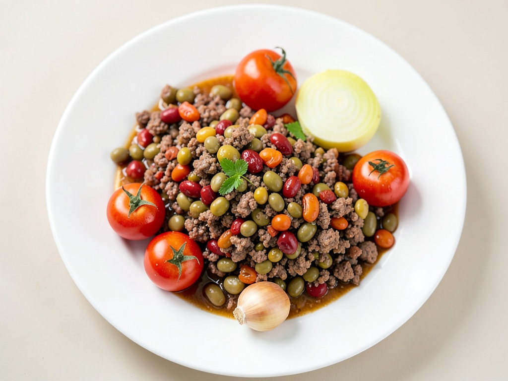 Pomodori cavi ripieni di carne macinata e fagioli