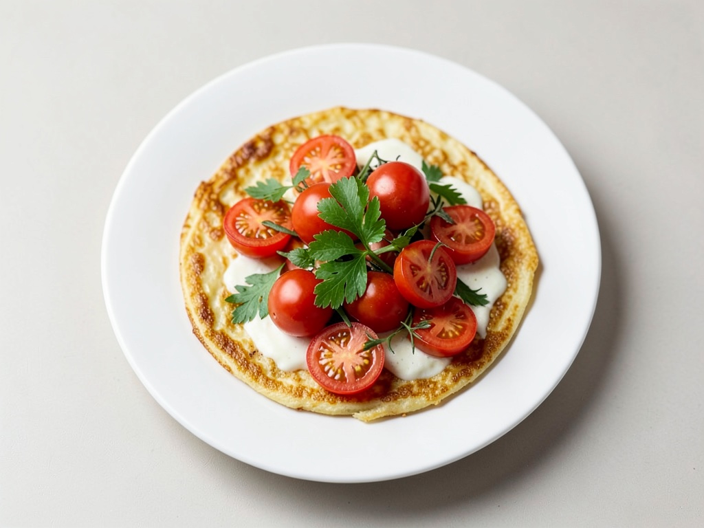 Omelett mit Cocktail-Tomaten und Petersilie