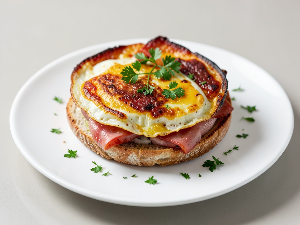 Sándwich de huevo y jamón de una sartén