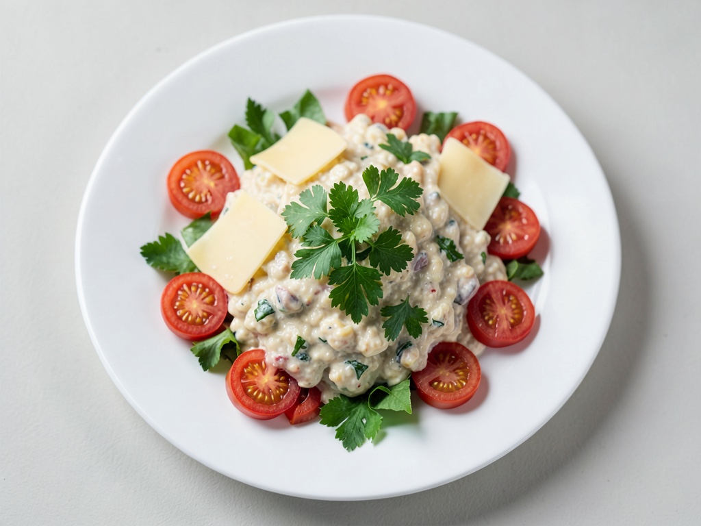 Carbonara in una pentola con insalata di pomodori