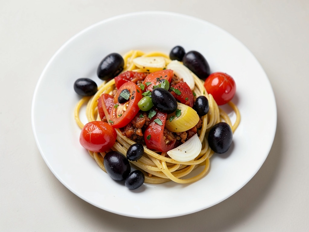 One Pot Nudeln mit zweierlei Tomaten und Oliven